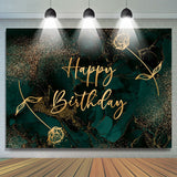 Allenjoy Gloden Flowers Turquoise Theme Happy Birthday Backdrop