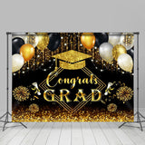 Allenjoy Gloden Glitter Balloon Tassel Graduation Backdrop