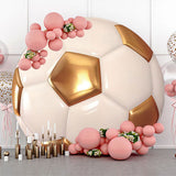 Allenjoy Glossy Golden White Football Round Birthday Backdrop