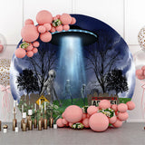 Allenjoy Glowing Craft Ufo Aliens Lightning Round Backdrop