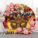 Allenjoy Gold And Black Festher Mask Round Carnival Party Backdrop