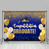 Allenjoy Gold Ballons Glitter Congratulations Grad Backdrop