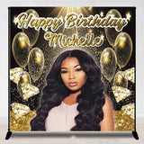 Allenjoy Gold Balloon Diamond Custom Photo Birthday Backdrop