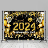 Allenjoy Gold Balloon Glitter Student Graduation Backdrop