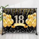 Allenjoy Gold Balloons Diamond Black 18Th Birthday Backdrop