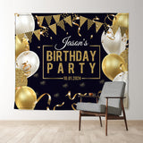 Allenjoy Gold Balloons Ribbons Custom Birthday Party Backdrop