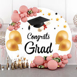 Allenjoy Gold Balloons Stars Round Graduation Photo Backdrop