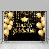 Allenjoy Gold Black Balloon Happpy Graduation Party Backdrop