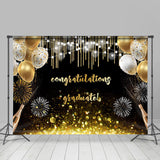 Allenjoy Gold Bokeh Ballons Congratulations Graduate Backdorp