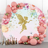 Allenjoy Gold Butterfly Fairy Happy Birthday Circle Backdrop