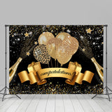 Allenjoy Gold Champagne Leopard Balloons Grad Party Backdrop