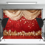 Allenjoy Gold Christmas Snowflake Curtain Red Wall Backdrop