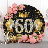 Allenjoy Gold Crown Champagne Round 60Th Birthday Backdrop