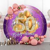 Allenjoy Gold Diamond Balloon 50Th Birthday Round Backdrop