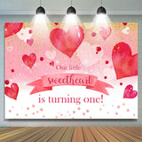 Allenjoy Gold Glitte Sweetheart Turning One Birthday Backdrop