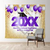 Allenjoy Gold Glitter And Purple Ballons Congratulatios Backdrop