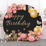 Allenjoy Gold Glitter Balloon Birthday Party Round Backdrop