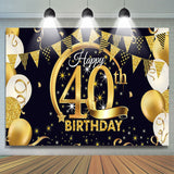 Allenjoy Gold Glitter Balloon Happy 40Th Birthday Backdrop