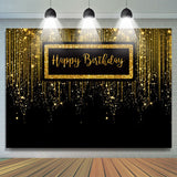 Allenjoy Gold Glitter Black Luxurious Happy Birthday Backdrop