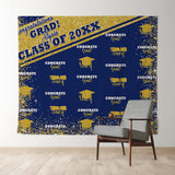 Allenjoy Gold Glitter Blue Congratulation 2022 Grad Backdrop