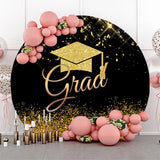 Allenjoy Gold Glitter Cap Round Graduation Backdrop Cover