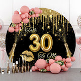 Allenjoy Gold Glitter Creamy Round 30Th Birthday Backdrop