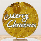 Allenjoy Gold Glitter Custom Circle Merry Chrismas Backdrop