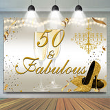 Allenjoy Gold Glitter Heels 50Th Fabulous Birthday Backdrop