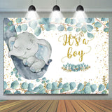 Allenjoy Gold Glitter Its A Boy Little Elephant Baby Shower Backdrop