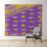 Allenjoy Gold Glitter Purple Congratulation 2022 Grad Backdrop