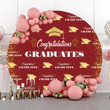 Allenjoy Gold Glitter Red Round Graduation Backdrop Cover