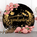 Allenjoy Gold Glitter Round Congrats Grad Backdrop Cover