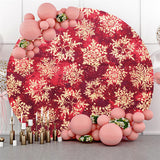 Allenjoy Gold Glitter Snowflake Round Red Christmas Backdrop