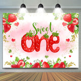 Allenjoy Gold Glitter Strawberries Sweet 1St Birthday Backdrop