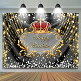 Allenjoy Gold Glitter String Crown Diamonds Birthday Backdrop