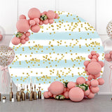 Allenjoy Gold Glitter Stripe Circle Happy Birthday Backdrop