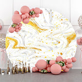 Allenjoy Gold Grey Abstract Marble Round Birthday Backdrop