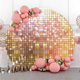 Allenjoy Gold Lattice Glitter Custom Circle Birthday Backdrop