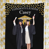 Allenjoy Gold Personalized College Graduation Backdrop Banner