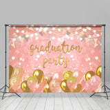 Allenjoy Gold Pink Lights Balloons Graduation Party Backdrop