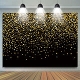 Allenjoy Gold Sequin Glitter Black Happy Birthday Backdrop