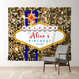 Allenjoy Gold Sequin Patterm Welcome Custom Birthday Backdrop