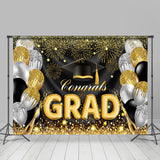 Allenjoy Gold Silver Glitter Balloons Graduation Backdrop