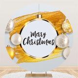 Allenjoy Gold Snowflake Light Round Merry Chrismas Backdrop