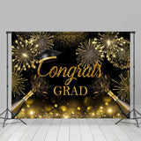 Allenjoy Gold Spark Champagne Bokeh Congrats Grad Backdrop