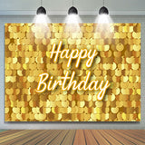 Allenjoy Gold Sparkle Sequin Happy Birthday Backdrop Girl