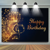 Allenjoy Gold Sparkling Music Note Black Birthday Backdrop