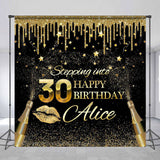 Allenjoy Gold Tassels Champagne Custom 30Th Birthday Backdrop