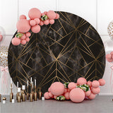 Allenjoy Golden And Black Geometric Patterns Circle Backdrop