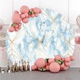 Allenjoy Golden And Blue Geometric Patterns Round Backdrop